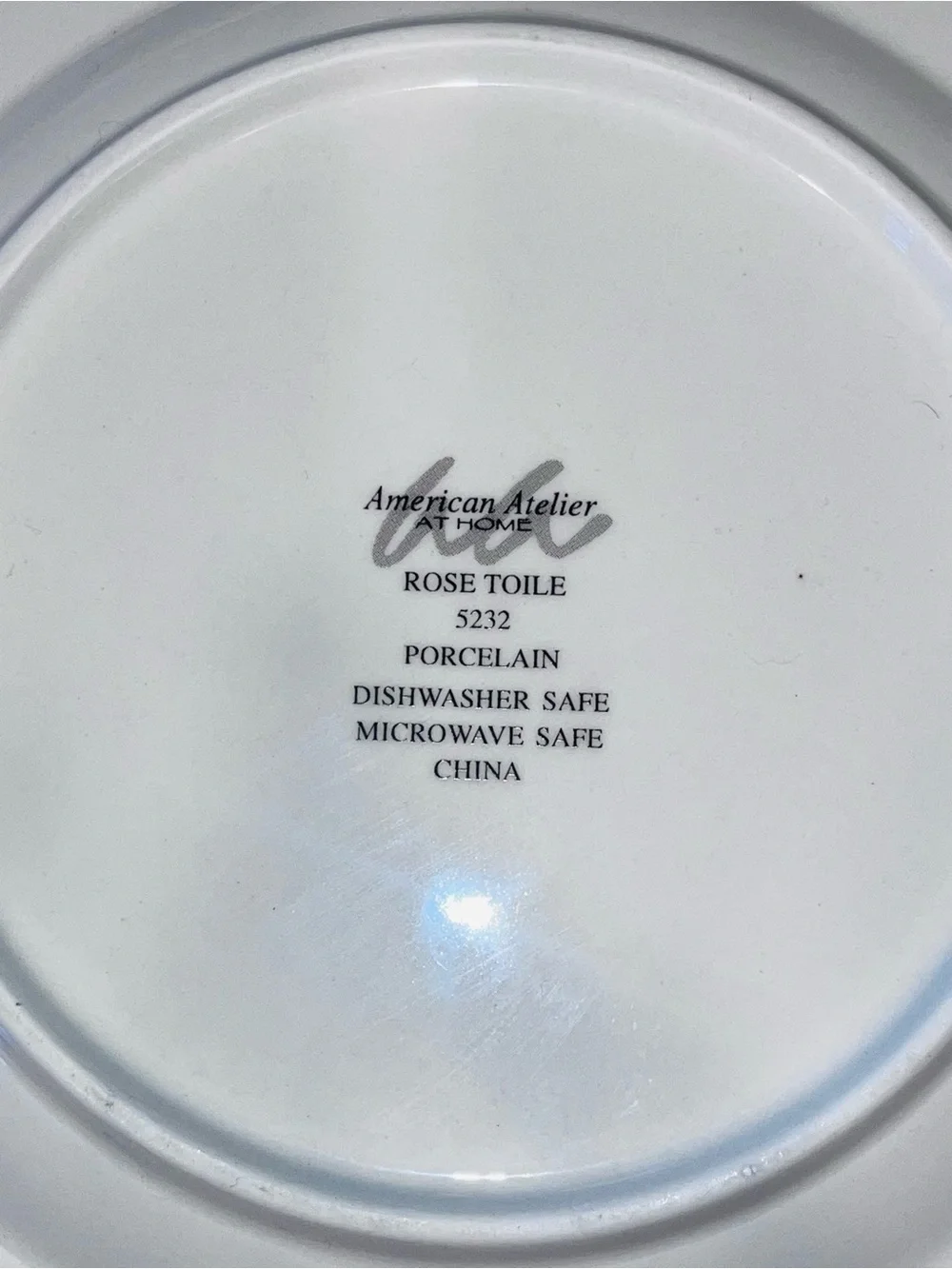 American Atelier Rose Toile Porcelain 8” Salad Plate Floral Set of 4 #5232